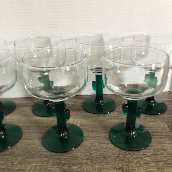 Vtg Libbey Cactus Margarita Glasses - Set of Eight - Picture 4 of 14